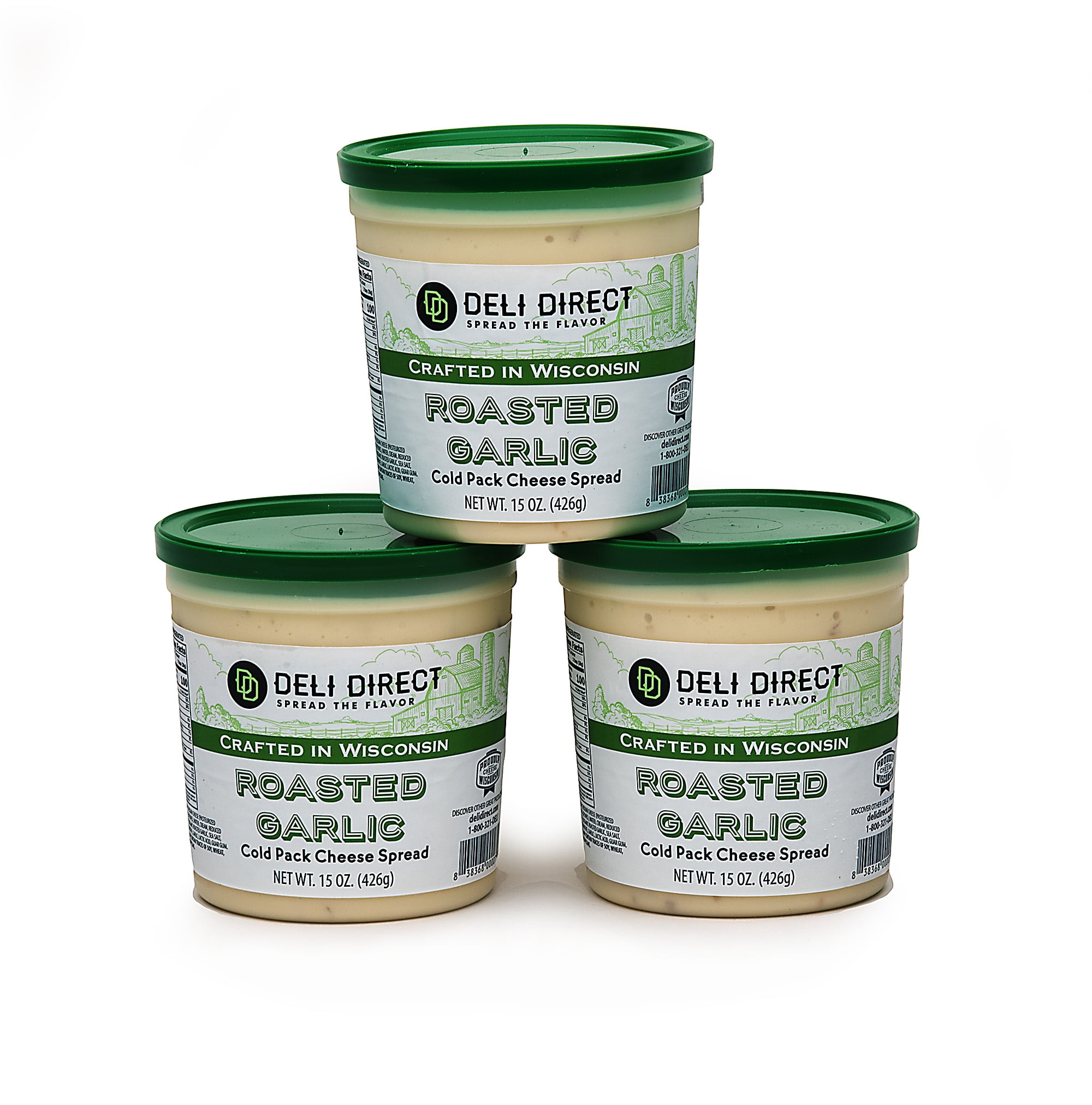 Deli Direct Wisconsin Roasted Garlic Cheese Spread (3 Packs 15oz each