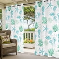 thumbnail image 2 of Outdoor Curtains for Patio Waterproof Teal Green Jellyfish Indoor/Outdoor Curtain Tiebacks Coral Starfish Seahorse Privacy Sun Block Grommet Drapes for Pergolas Gazebo Porch 2 Panel 54x108 Inch, 2 of 9