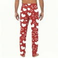 thumbnail image 5 of Men's Drawstring Pocket Cuffed Print Pants, Valentine's Day Casual Home Sleep Pants for Gift, Holiday and Cozy Wear,Hot Pink,2XL, 5 of 7