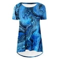 thumbnail image 5 of Fesfesfes Woman Tops Women's Summer Round Neck Loose Tops Casual Print Short Sleeve Blouse Womens Short Sleeve Workout Tops 10(XL), 5 of 5