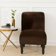 thumbnail image 2 of Armless Accent Chair Cover, Stretch Armless Slipper Chair Slipcover Soft Velvet Fabric Armless Chair Cover Slipcover Furniture Protector for Living Room Hotel (Brown 1Pcs), 2 of 7