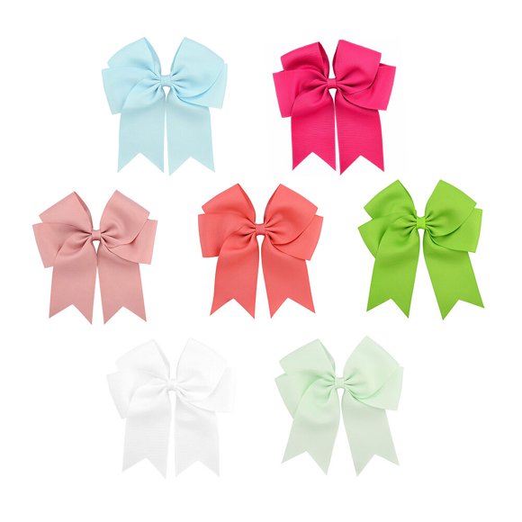 7pcs 6-Inch Ribbon Bowknot Hairpin Creative Fishtail Double-layer Bowknot Barrette Hair Clips Bobby for Kids Chidlren (15+16+17+18+19+20)