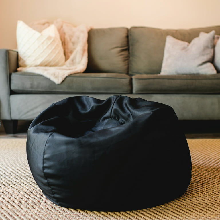 Big Joe Dot 2 Pack Bean Bag Chairs, Peat Black Gabardine, Smooth Polyester  Blend, 2 feet 