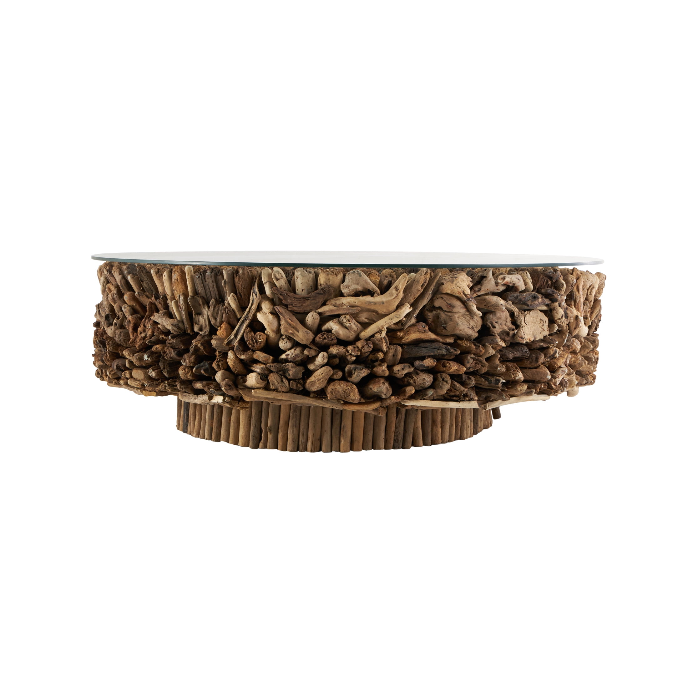 DecMode Rustic Brown Driftwood Inspired Coffee Table with