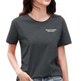 thumbnail image 1 of B91xZ Mignon Womens Tops Coupe Classique Manches Courtes Col Rond T-Shirt, Gris Foncé L, 1 of 5