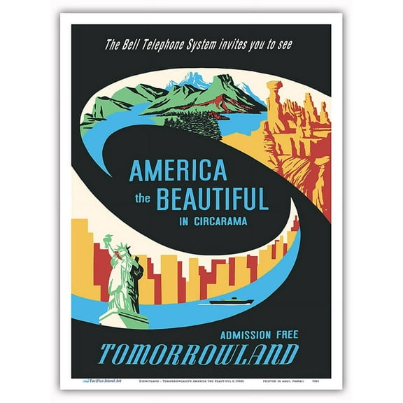 Disneyland - Tomorrowland’s America the Beautiful in Circarama - Vintage Travel Poster c.1960s - Master Art Print (Unframed) 9in x 12in