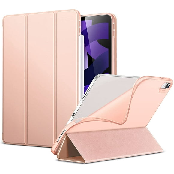 Étui Intelligent Mince pour iPad Air 5, Étui iPad Air 4, Étui iPad Air 5e / 4e Génération, Étui iPad 10.9 2022/2020 [Modes de Visionnement/saisie Support] [Dos TPU Flexible] Série à Rebond, Or Rose