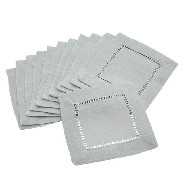 SARO 6302.GY6S Serviette à Cocktail Carrée 6 Po. Ourlet Classique Gris - Ensemble de 12