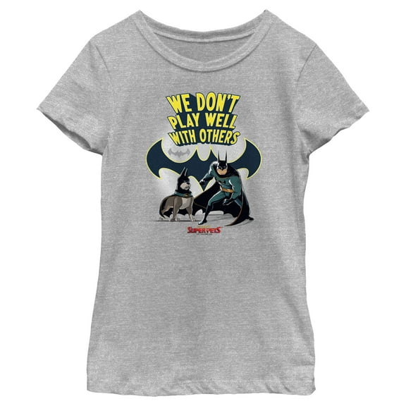 Girl's DC League of Super-Pets We Don’t Play Well With Others Graphic Tee Athletic Heather Large