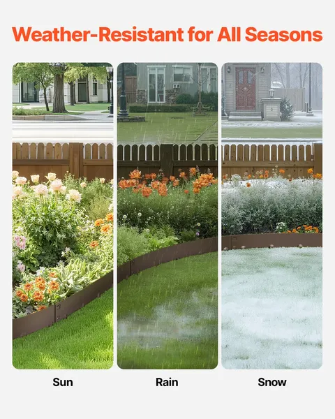 Steel Landscape Edging 5 Pack 39 x 5 Inch Rust Resistant Brown Border