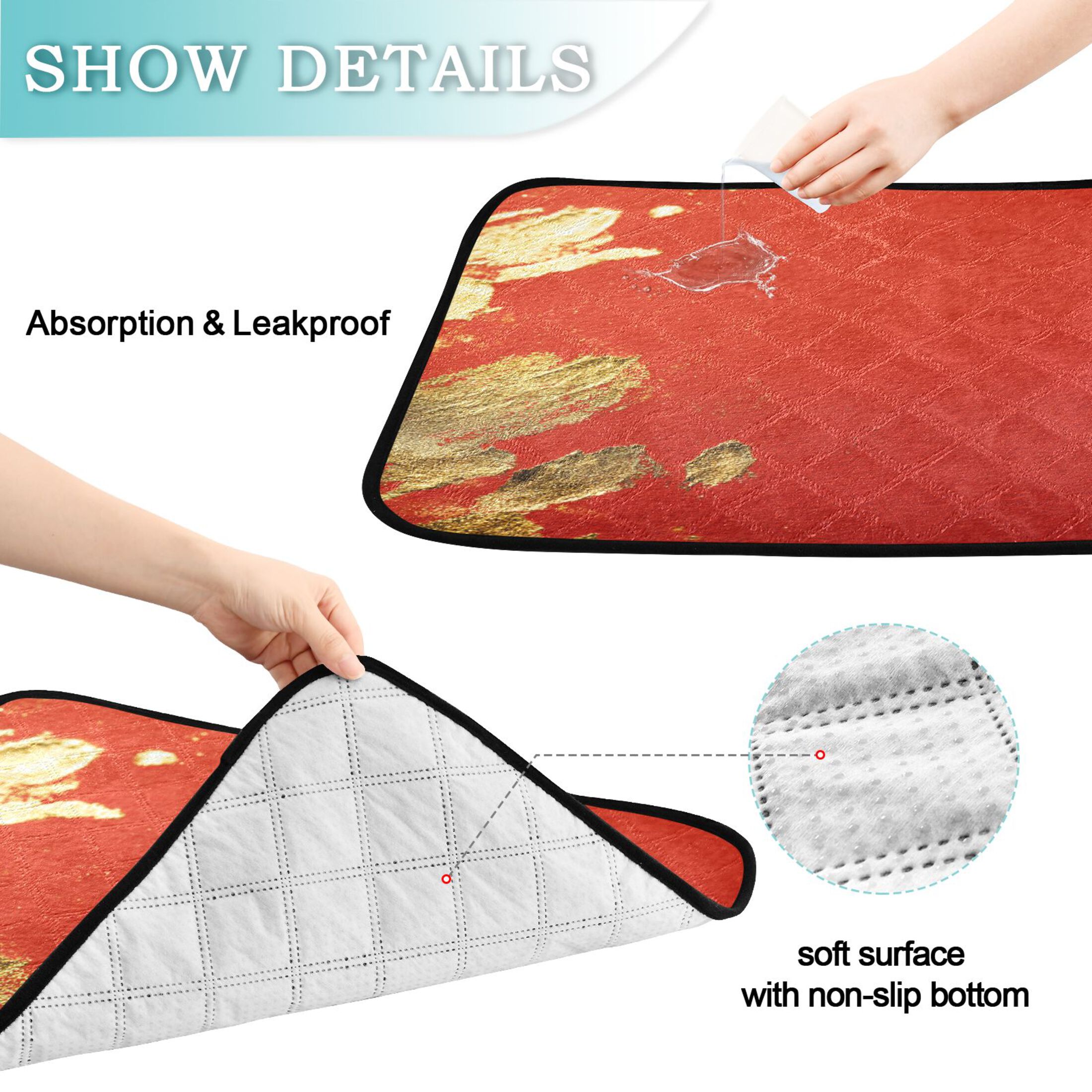 IAUYY Washable Pee Pads for Dogs Smallx3 Absorbent and Leak-Proof Non-Slip Reusable Puppy Pee Pads for Dogs Applicable to Playpen Potty Crate Surface Of The Metal Plate