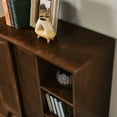 thumbnail image 3 of GZXS Mid-Century Accent Cabinet with 2 Sliding Rattan Doors, 31.5" Wooden Sideboard with Open Storage, Adjustable Shelves and Solid Wood Feet for Living Room, Entryway, Dining Room (Dark Walnut), 3 of 7