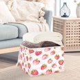 thumbnail image 5 of 40L Lidded Home Storage Bins Foldable Storage Box with Handle for Home Bedroom Closet, Strawberry Stripe Printed, 5 of 7