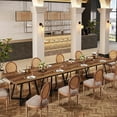 thumbnail image 4 of Square Dining Table Set of 6, Industrial Dinner Table with Metal Base, 4 of 5