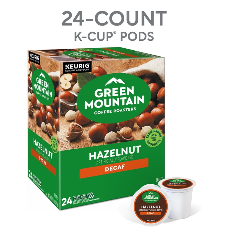 Green Mountain Decaf Hazelnut K-Cup Pods, Light Roast, 24 Count