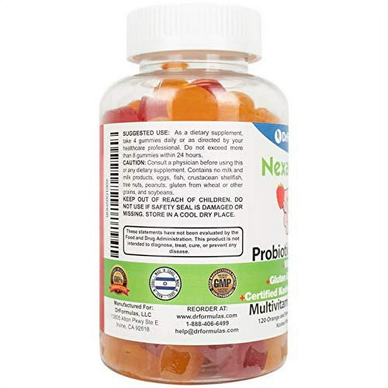 DrFormulas Multivitamin Gummies with Omega 3 and Probiotics for Kids and Adults with Vitamin C Nexabiotic with Vitamin A C D3 E B6 B12 and