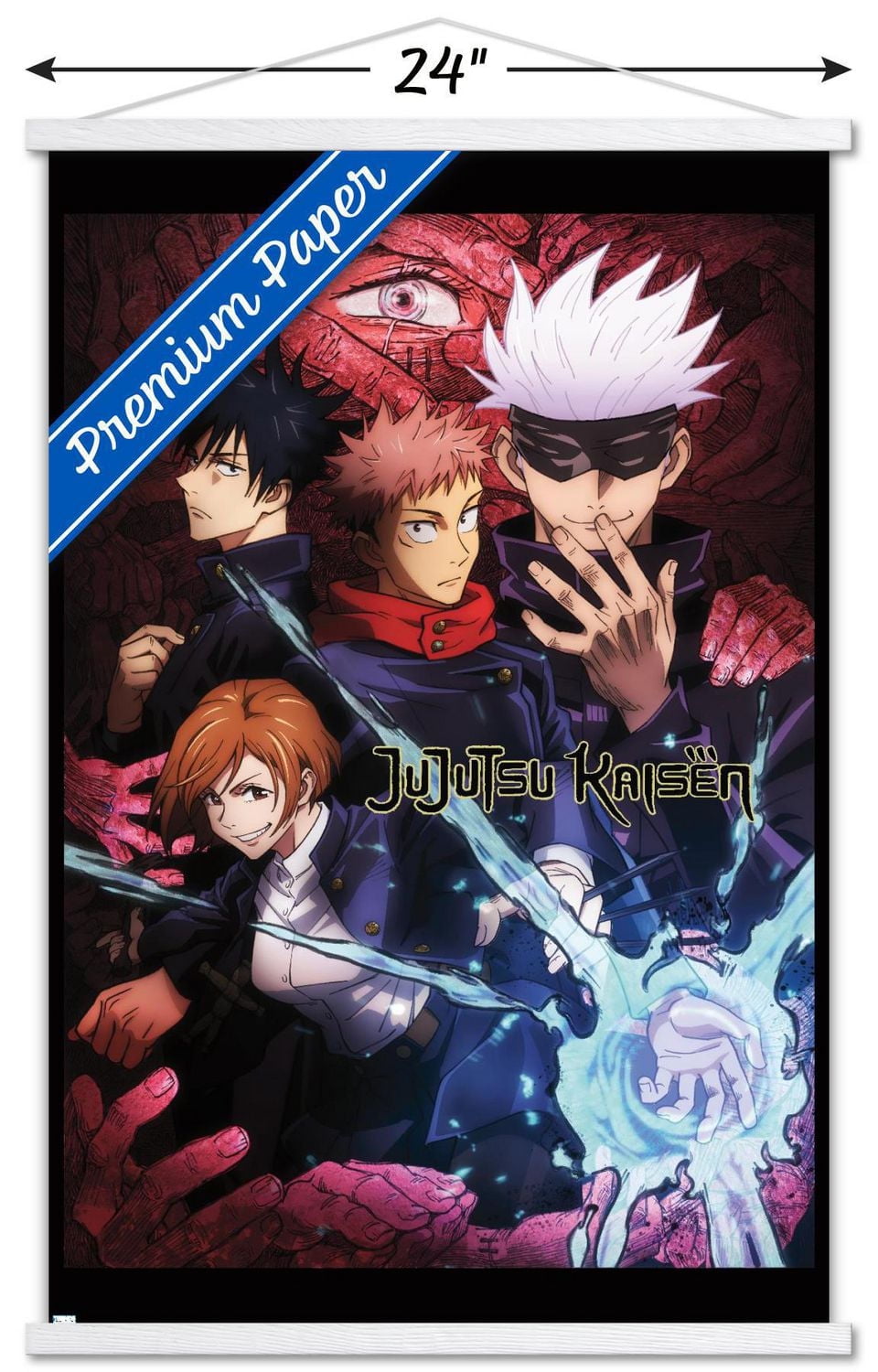 Jujutsu Kaisen – One Sheet 22.375" x 34" Wall Poster with Beechwood Magnetic Frame, by Trends International