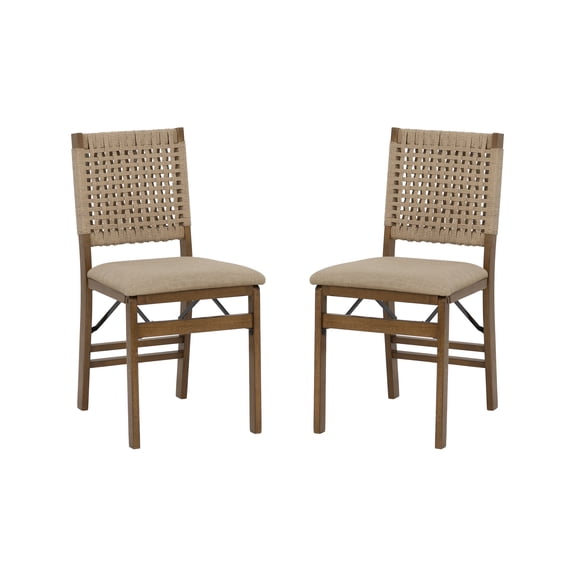 Linon Foster Woven Back Folding Dining Chair, Set of 2, Natural