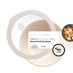 Just Cook Ceramic Glass 4-Cup Round Food Storage Container