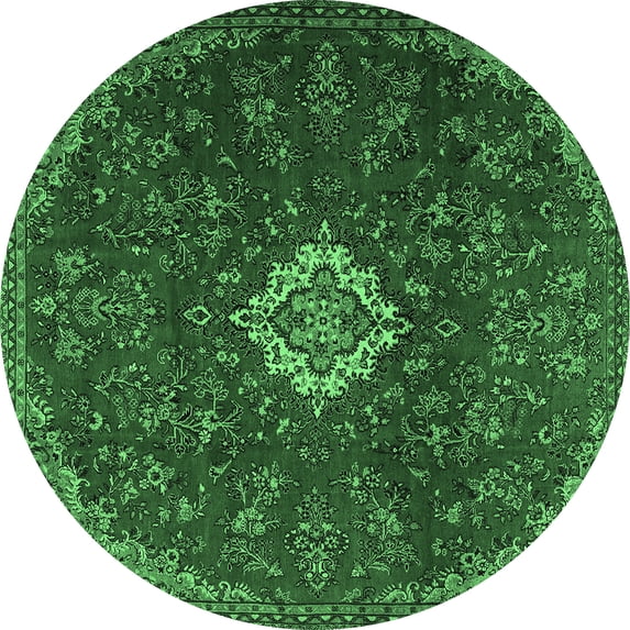 Ahgly Company Indoor Round Persian Emerald Green Traditional Area Rugs, 5' Round