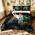 thumbnail image 3 of meiyoeat Dinosaur Letter A Print Full Size Comforter Sets for Boys Girls, Cartoon Dino Graffiti Bedding Comforter Set, Black Reversible, 3-Piece, 1 Comforter and 2 Pillowcases, 3 of 6