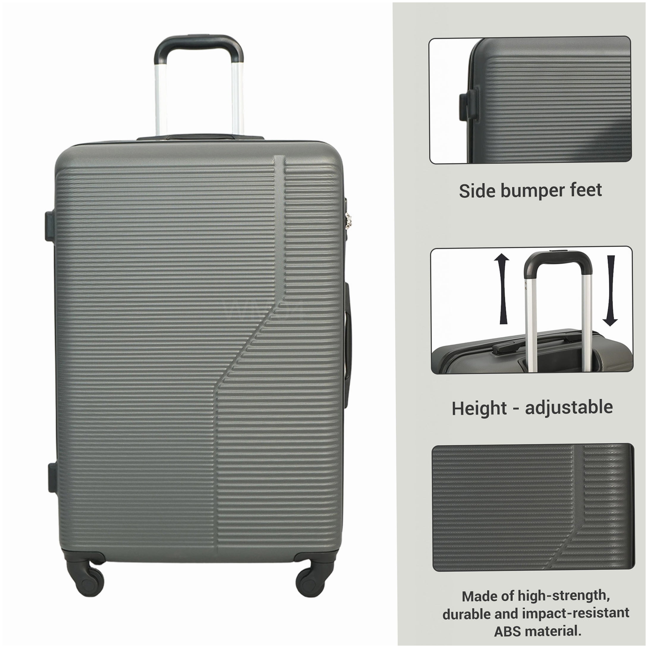 MANGIJOY 360° Spinner Wheel Luggage Set, 7-Piece TSA Lock Suitcases | ABS Hard Shell Lightweight Travel Bags in Dark Grey