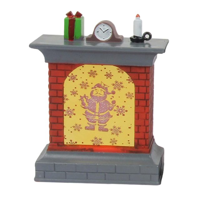 Ilumina navideña Chimenea navideña con accesorios fotográficos luminosos Chimenea luminosa navideña para el hogar del dormitorio de Papa Noel Macarena Figura de chimenea
