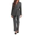 thumbnail image 2 of INSPIRE CHIC Single Button Blazer for Women's Work Office Lapel Long Sleeve Belted Jacket Suit Blazer, 2 of 5