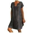 thumbnail image 2 of Baikeli Womens Boutique Dresses Spring Summer Dresses for Women 2024 Casual V-Neck Denim Sundresses Loose Solid Color Outfits Vacation Mini Dresses Dresses for Women 2024, 2 of 7