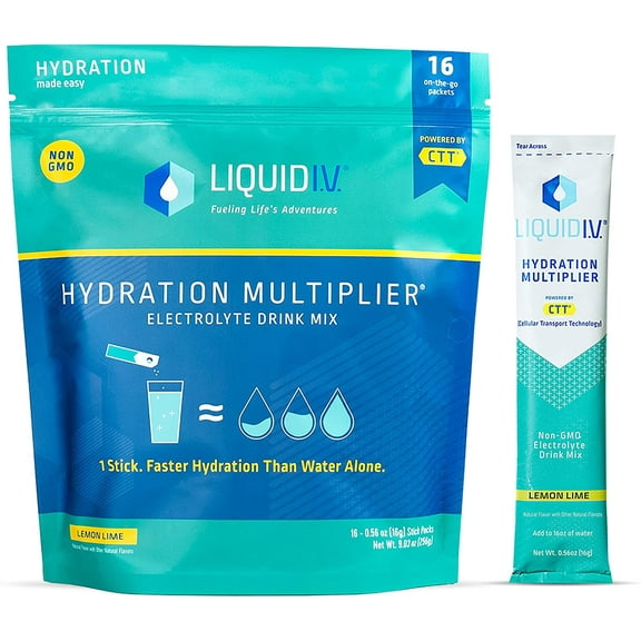 Liquid I.V. Hydration Multiplier - Lemon Lime - Hydration Powder Packets | Electrolyte Drink Mix | Easy Open Single-Serving Stick | Non-GMO