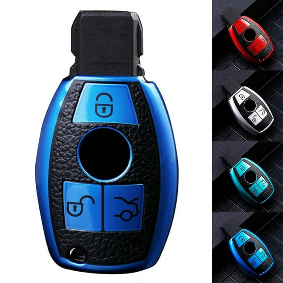 Leather Tpu Car Key Fob Case Cover Protector For Mercedes For Benz E C S Class W204 W212 Car Key Case Bag Cover Silver Fangkenuo