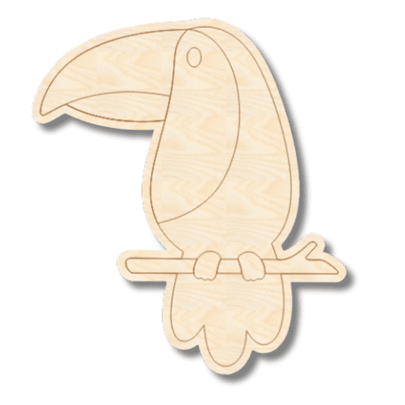 Unfinished Wood Etched Toucan Shape | Paint By Line Crafts 8" / 1/4"
