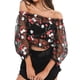 thumbnail image 1 of Worallymy Mujeres Bordado Crop Top Malla Floral Impreso Hombro Elástico Blusa XL Worallymy JD735811686, 1 of 5