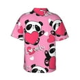 thumbnail image 3 of Bixox Men's Hawaiian Shirts Men's Panda Heart Valentine Pink Print Short-Sleeve Shirt-X-Large, 3 of 8