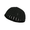 thumbnail image 1 of Knitted Head Beanie Hand Crocheted, Black, 1 of 1