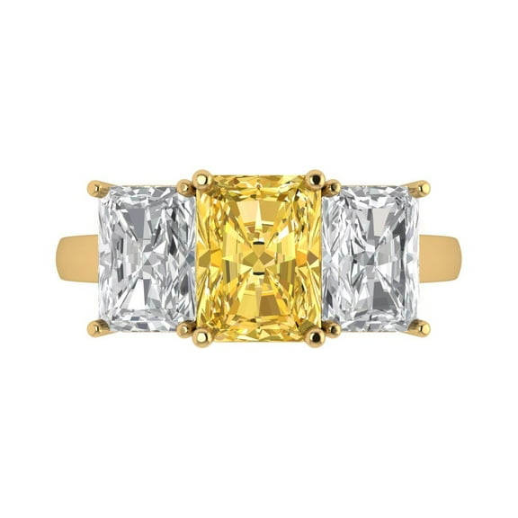 Clara Pucci 14K Yellow Gold 4ct Yellow Three-Stone Ring for Women