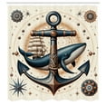 thumbnail image 2 of Ambesonne Nautical Shower Curtain, Mandala Astronomy Marine, 69"Wx70"L, Dark Teal Redwood Ivory, 2 of 4