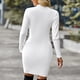 thumbnail image 4 of Dress, Hollow Out Half High Collar Long Sleeves Women Dress  For Parties ANGGREK Blanco L, 4 of 6