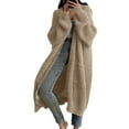 thumbnail image 2 of Dwralegc Womens Long Hooded Cardigan Sweaters Winter Long Sleeve Coat Long Cable Knit Trendy Outerwear Lightweight Oversized Sweater with Pockets Maxi Jacket Clothes Khaki M, 2 of 4