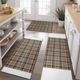 thumbnail image 2 of Brown Beige Plaid Checkered Pattern Kitchen Rugs Sets Of 3,Kitchen Runner Rugs Non Skid Washable,Decorative Kitchen Floor Mats for Kitchen,Sink,Laundry,17"x30"+ 17"x47" + 17"x59", 2 of 6