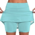 thumbnail image 2 of FAOWME Women's Skirts With Pockets High Waist Solid Color Comfortable Breathable Fitness Yoga Skirt Built In Shorts For Sports Activities,Mint Green,M, 2 of 6