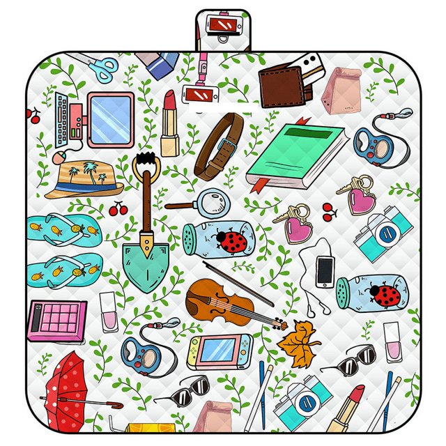 1pc Outdoor Portable Folding Waterproof Picnic Mat, Thickened Washable Oxford Fabric Mat With Cotton Pattern, For Outdoor Camping, Picnic