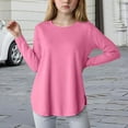 thumbnail image 2 of Girl Shirts Girl Clothes Size 10-12 Girls Long Sleeve Shirts Kids Casual Crewneck Soft Side Slit Tunic Tops Blouse Pink 4-5 Years, 2 of 5