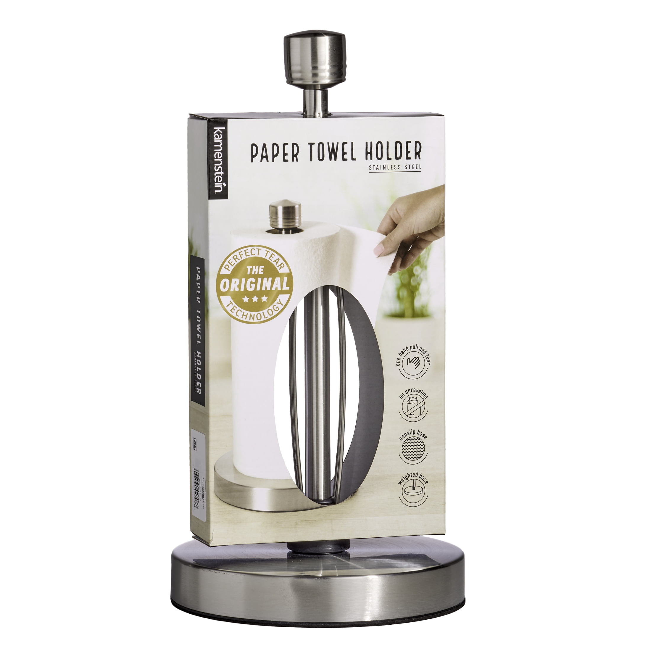 Kamenstein Brushed Stainless Steel Perfect Tear Paper Towel Holder 7.17” x 13.78”
