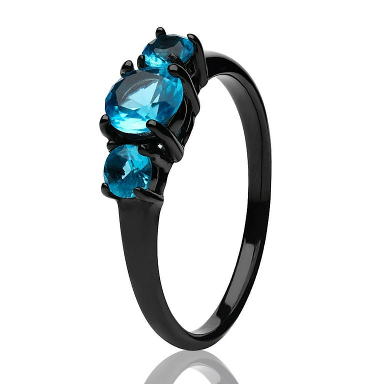 Aquamarine Wedding Ring Titanium Wedding Ring Solitaire Wedding Ring Black Titanium 5