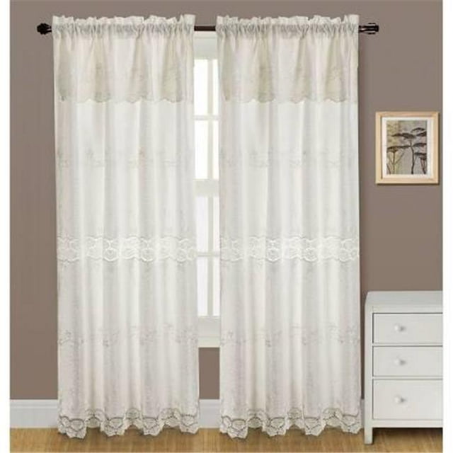 RT Designers Collection PNA09897 Alisa Macrame 54 x 84 in. Rod Pocket Curtain Panel with Attached 18 in. Valance, Beige