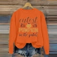 thumbnail image 2 of WEAIXIMIUNG Sweat-Shirt Femme Surdimensionné Citrouille Automne Hiver Thème Alphabet Anglais Mode Décontracté Imprimé Sans Tête Hoodie, 2 of 4