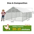 thumbnail image 5 of YOKWOK Heavy Duty Walk-in Chicken Coop, 19.7'Lx10'W Metal Poultry Run with Waterproof UV Cover, Climbing Frame, Large Chicken House for 10-15 Chickens, Outdoor Backyard Farm Use, Spire Roof, 5 of 7