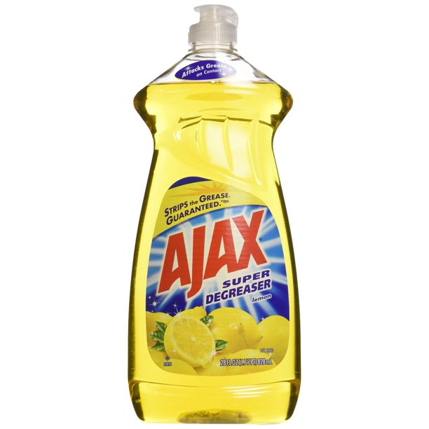9 PACKS Ajax Dishwashing Liquid, Super Degreaser, Lemon, 28 Ounce