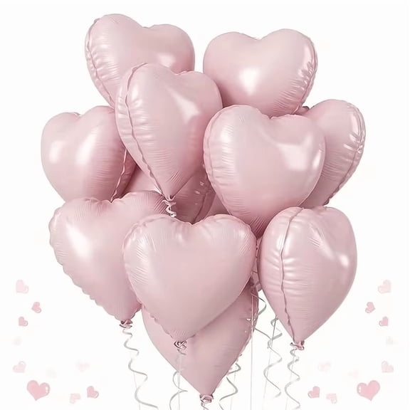 18 Inch Pink Heart Shaped Foil Balloons for Wedding Birthday Graduation Camping Party Decor Set of 12